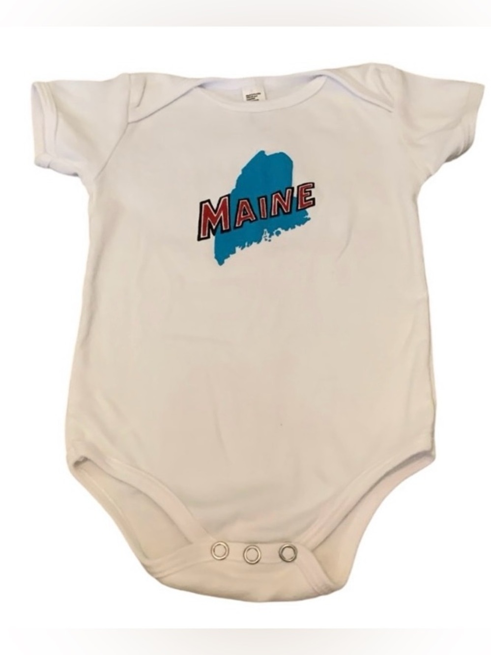 American Apparel State Of Maine Bodysuit Boy’s Size 6-12 Months Snaps White Blue